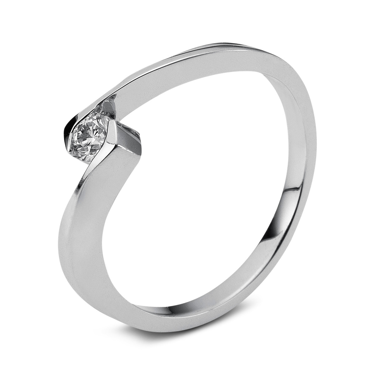 Solitaire Ring  14kt Weißgold mit 0,20ct Diamanten