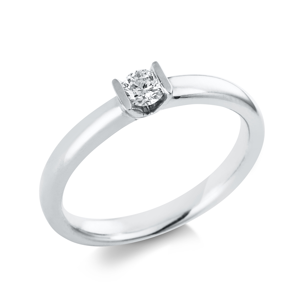 Solitaire Ring 4er-Krappe 18kt Weißgold mit 0,22ct Diamanten