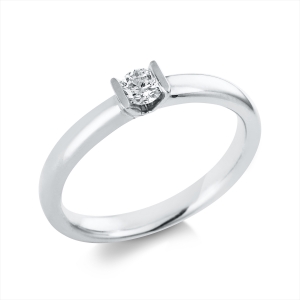 Solitaire Ring 4er-Krappe 18kt Weißgold mit 0,22ct Diamanten