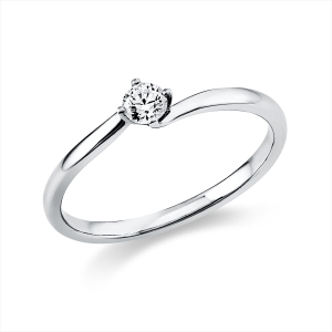 Solitaire Ring 4er-Krappe 14kt Gelbgold mit 0,15ct Diamanten