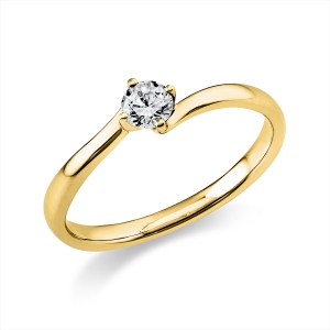 Solitaire Ring 4er-Krappe 14kt Gelbgold mit 0,20ct Diamanten