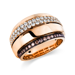 Ring 14 kt RG, Fassung teils schwarz rhodinie