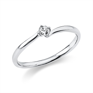 Solitaire Ring 4er-Krappe 950PL Platin mit 0,10ct Diamanten