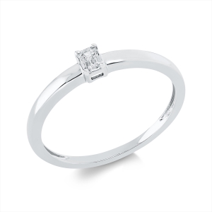 Solitaire Ring 4er-Krappe 14kt Weißgold mit 0,17ct Diamanten