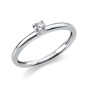 Solitaire Ring 4er-Krappe 14kt Gelbgold mit 0,15ct Diamanten