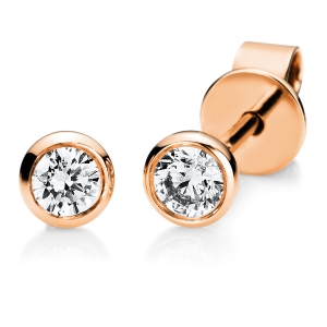 Solitaire Ohrstecker Zarge 18kt Rotgold mit 1,05ct Diamanten