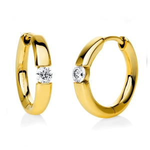 Solitaire Creolen  14kt Gelbgold mit 0,16ct Diamanten