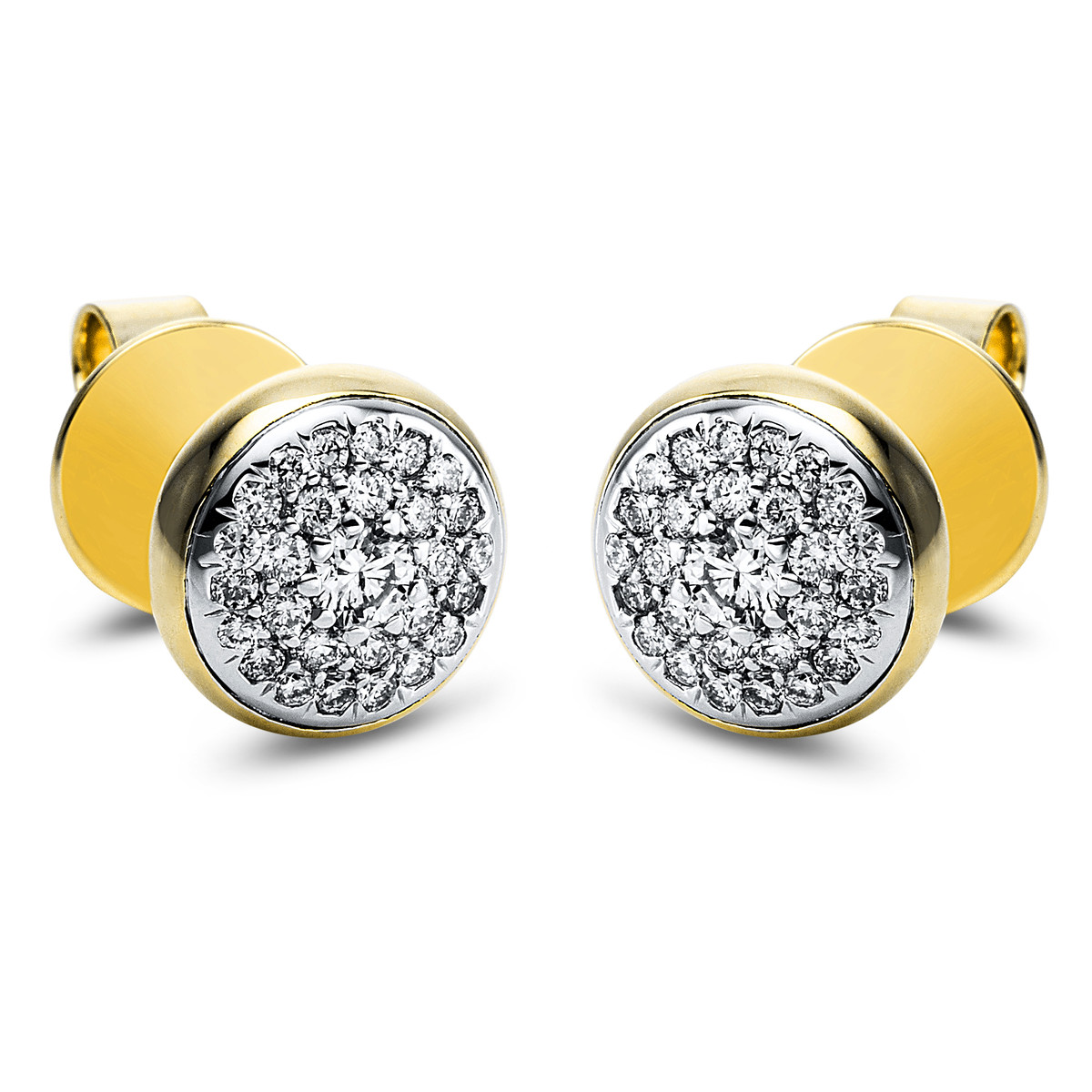 Pavé Ohrstecker  14kt Gelbgold / Weißgold mit 0,38ct Diamanten