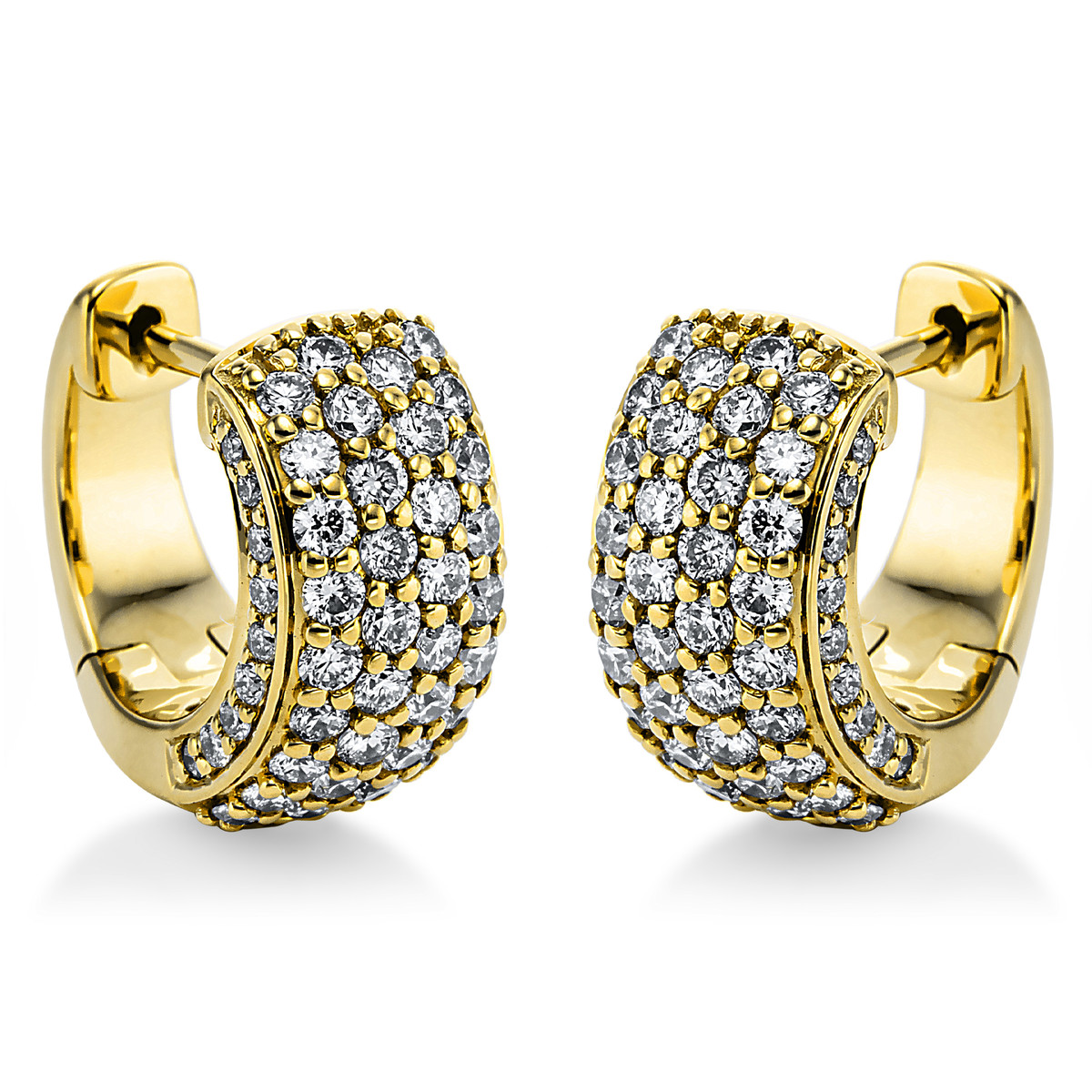 Pavé Creolen  18kt Gelbgold mit 1,01ct Diamanten