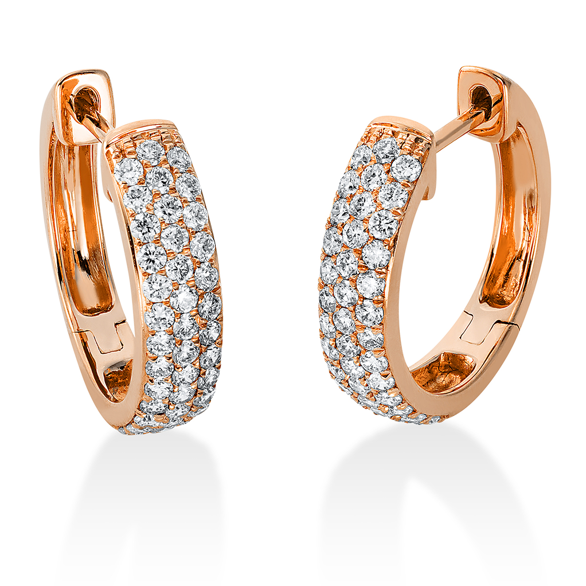 Pavé Creolen  18kt Rotgold mit 0,61ct Diamanten