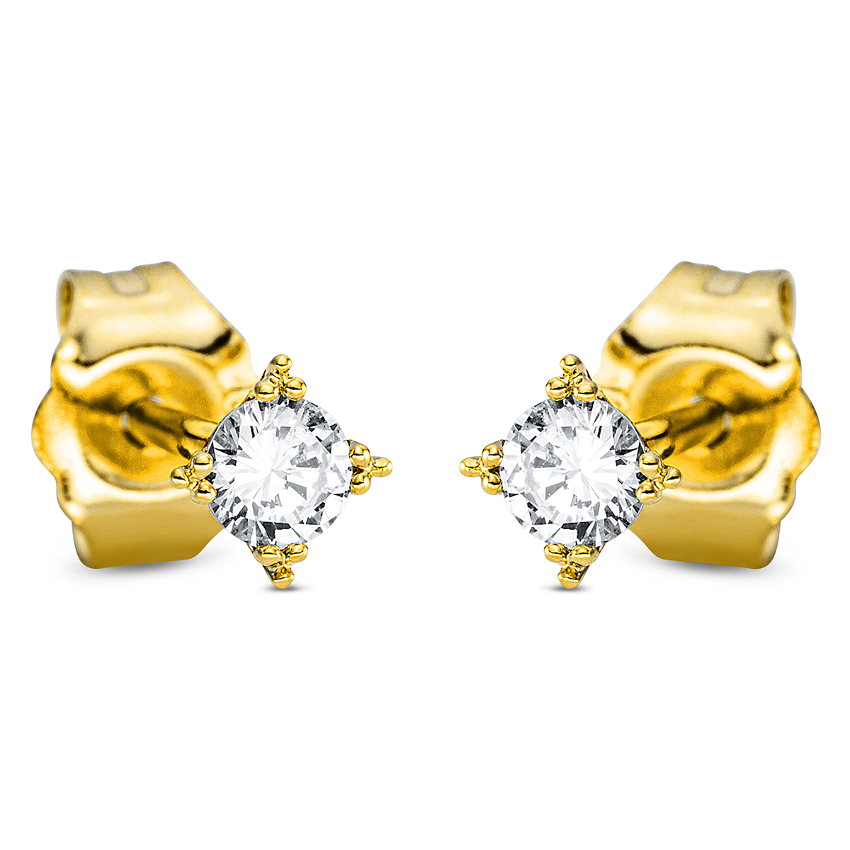 Solitaire Ohrstecker 4er-Krappe 18kt Gelbgold mit 0,18ct Diamanten