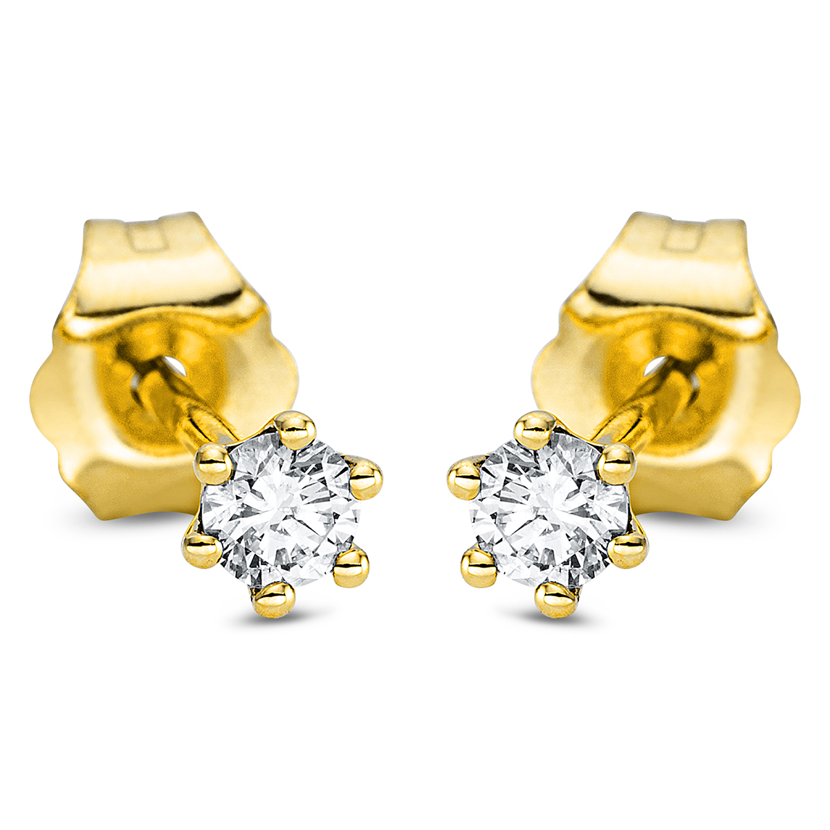 Solitaire Ohrstecker 6er-Krappe 18kt Gelbgold mit 0,17ct Diamanten