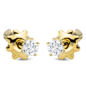 Solitaire Ohrstecker 4er-Krappe 18kt Gelbgold mit 0,12ct Diamanten