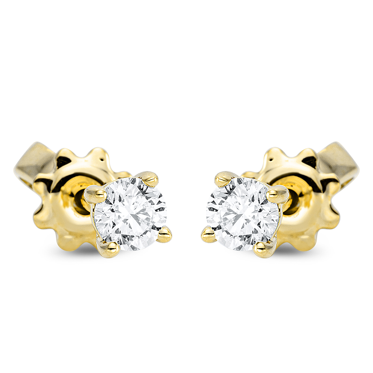 Solitaire Ohrstecker 4er-Krappe 18kt Gelbgold mit 0,29ct Diamanten