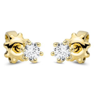 Solitaire Ohrstecker 6er-Krappe 18kt Gelbgold mit 0,19ct Diamanten