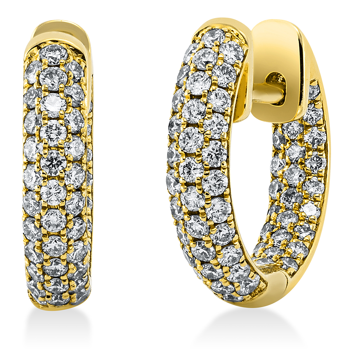 Pavé Creolen  18kt Gelbgold mit 0,74ct Diamanten