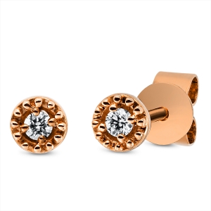 Solitaire Ohrstecker  18kt Rotgold mit 0,04ct Diamanten