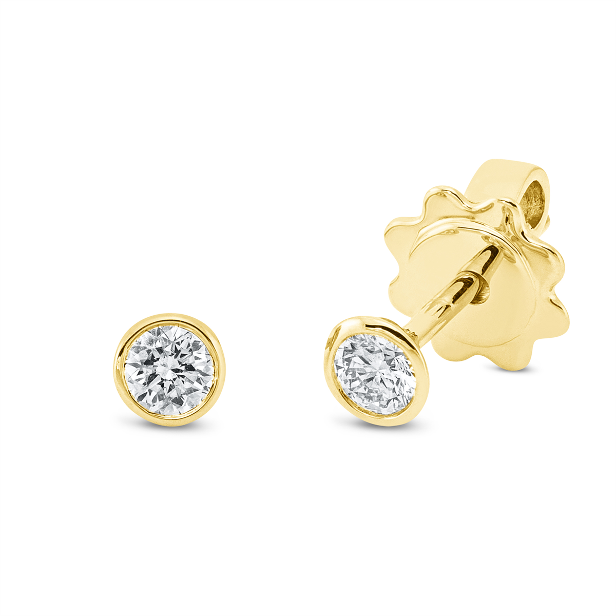 Solitaire Ohrstecker Zarge 18kt Gelbgold mit 0,25ct Diamanten