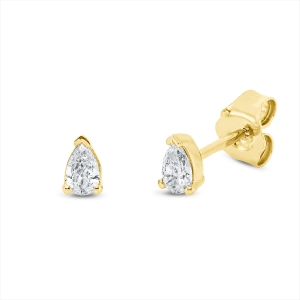 Solitaire Ohrstecker  18kt Gelbgold  Tropfen mit 0,21ct Diamanten