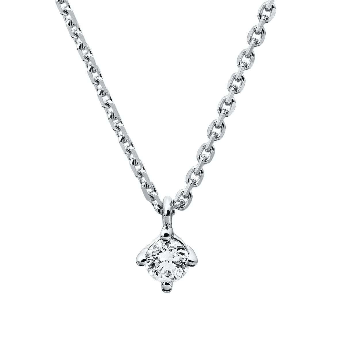 Solitaire Collier 4er-Krappe 14kt Weißgold mit 0,09ct Diamanten