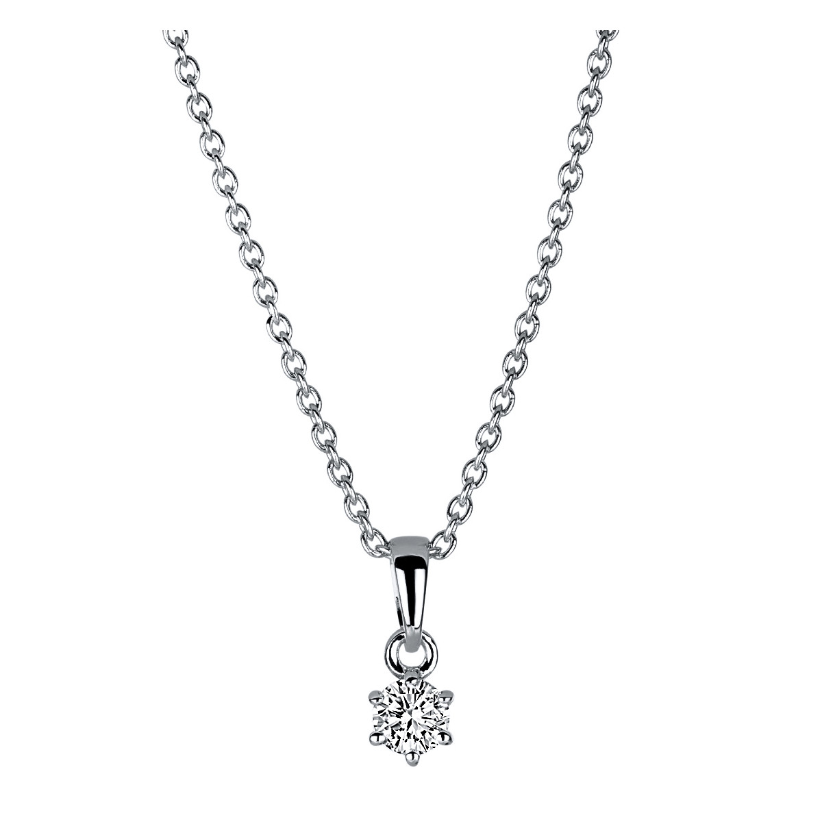 Solitaire Collier 6er-Krappe 14kt Weißgold mit Öse mit 0,15ct Diamanten