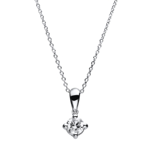 Solitaire Collier 4er-Krappe 14kt Weißgold ZÖ 40 cm, Anker, Karabiner mit 0,19ct Diamanten