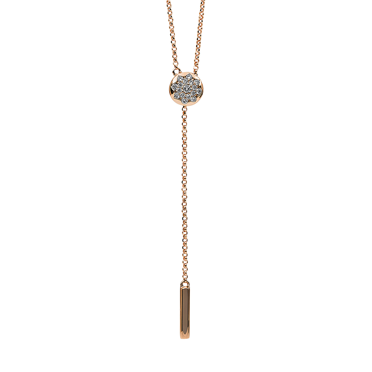 Pavé Collier  18kt Rotgold Länge variabel Y-Collier mit 0,12ct Diamanten