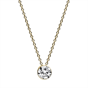 Solitaire Collier Zarge 18kt Gelbgold GIA6472813687 mit 0,40ct Diamanten