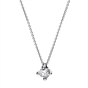 Solitaire Collier 4er-Krappe 18kt Weißgold mit 0,20ct Diamanten