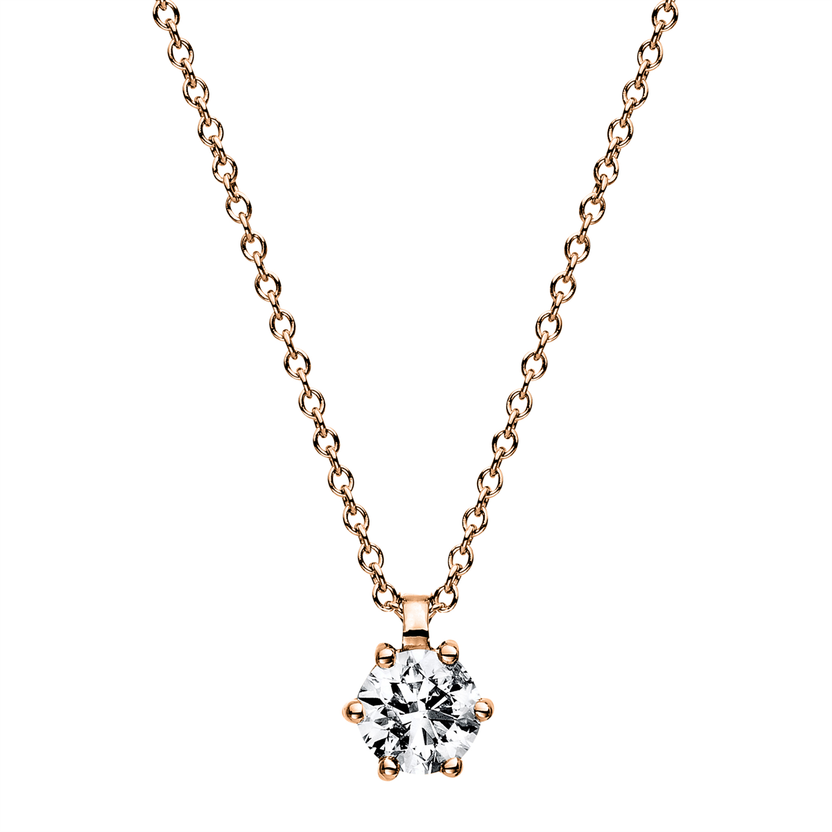 Solitaire Collier 6er-Krappe 18kt Rotgold GIA1395867333 mit 0,40ct Diamanten