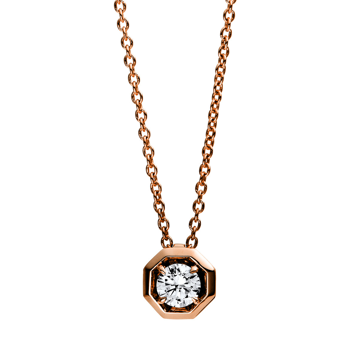 Solitaire Collier 4er-Krappe 18kt Rotgold mit 0,15ct Diamanten