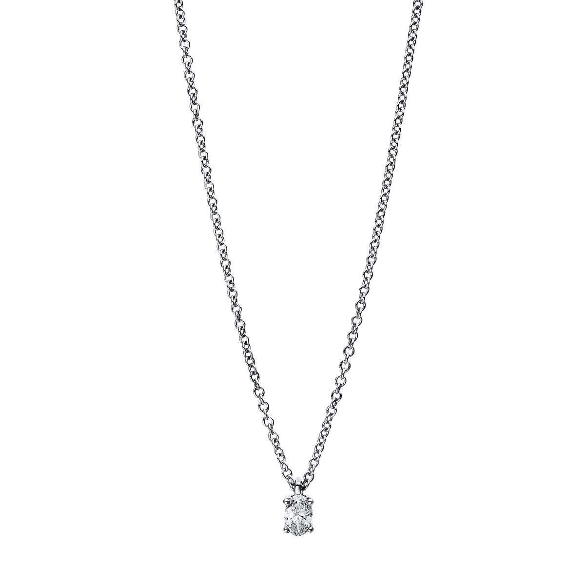 Solitaire Collier 4er-Krappe 18kt Weißgold mit 0,12ct Diamanten