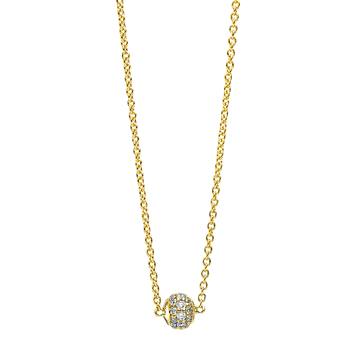 Pavé Collier  18kt Gelbgold  Kugel mit 0,13ct Diamanten