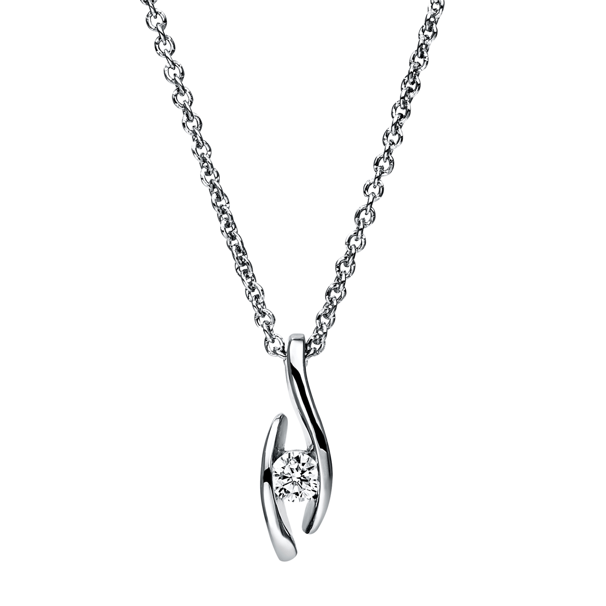 Solitaire Collier  18kt Weißgold mit 0,10ct Diamanten