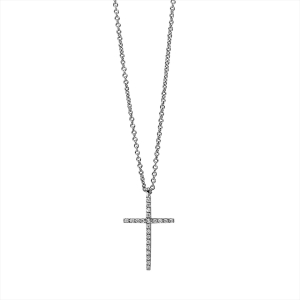 Collier 18 kt WG Kreuz, mit Öse