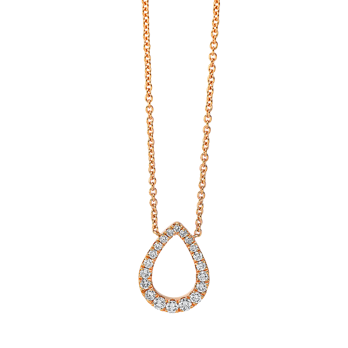 Collier 18 kt RG Tropfen, mit ZÖ 40 cm + 42.5 cm