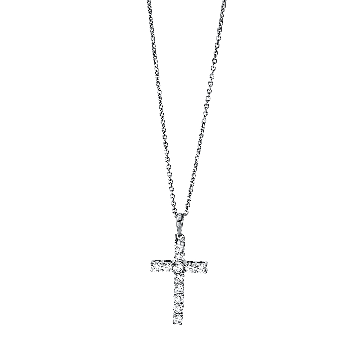 Collier 18 kt WG Kreuz, mit ZÖ 42 cm