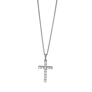 Collier 18 kt WG Kreuz, mit ZÖ 42 cm