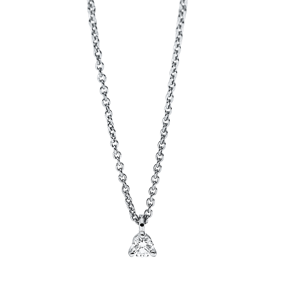 Solitaire Collier 3er-Krappe 18kt Weißgold mit Öse mit 0,05ct Diamanten