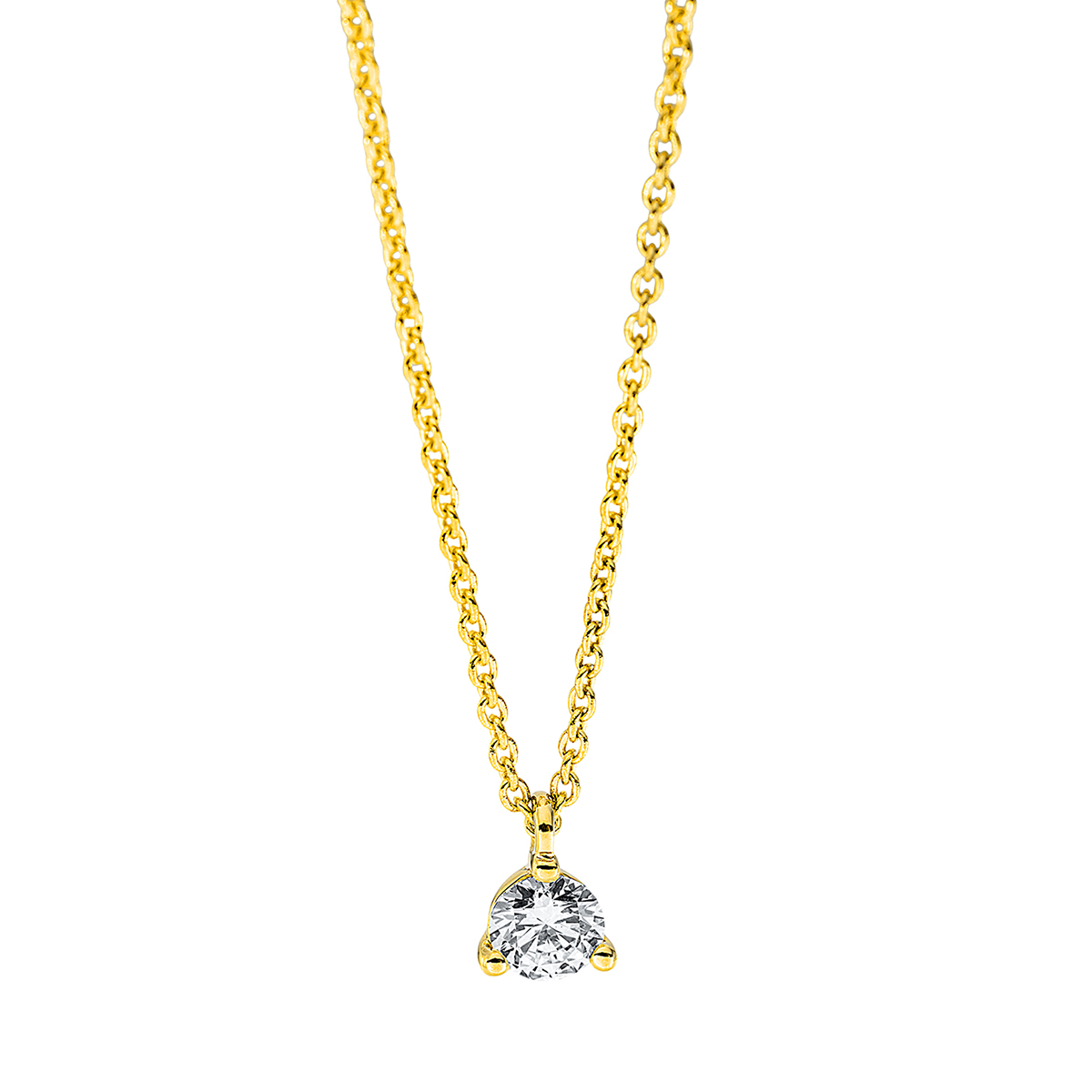 Solitaire Collier 3er-Krappe 18kt Gelbgold mit Öse mit 0,15ct Diamanten