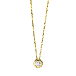 Solitaire Collier Zarge 18kt Gelbgold mit ZÖ 42 cm mit 0,15ct Diamanten