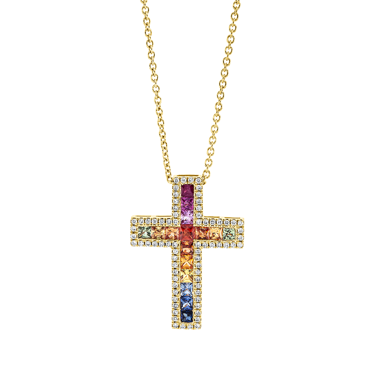 Collier 18 kt GG Kreuz, mit ZÖ 40 cm