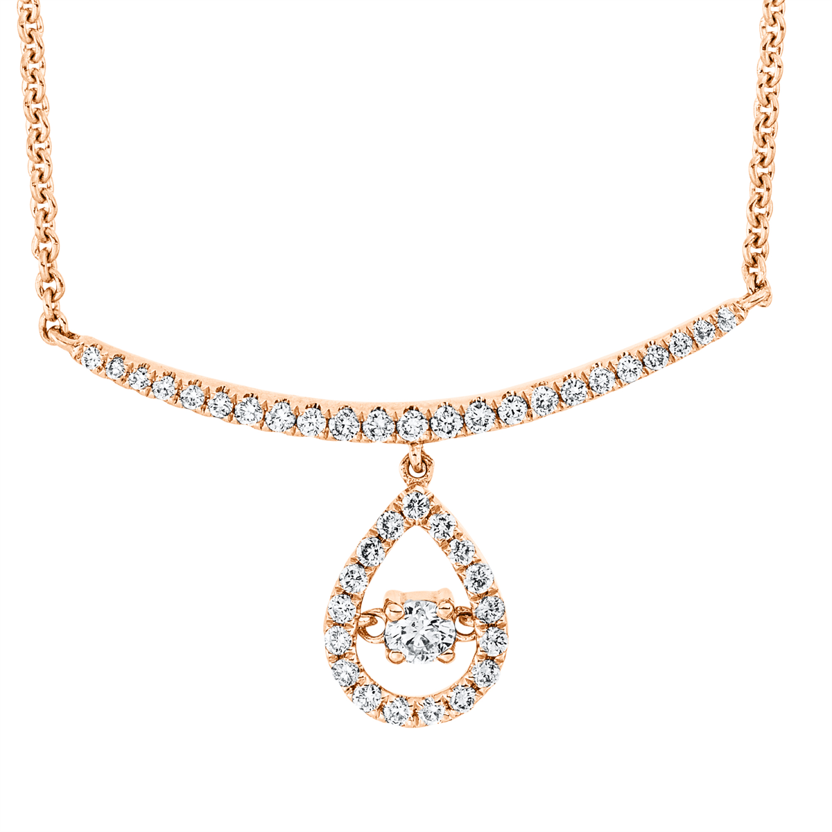 Collier 18 kt RG Tropfen, mit ZÖ 40 cm + 43 cm