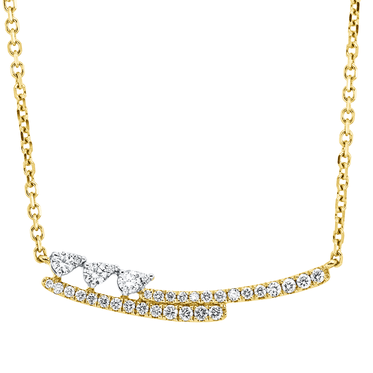 Collier 18 kt GG, Fassung rhodiniert