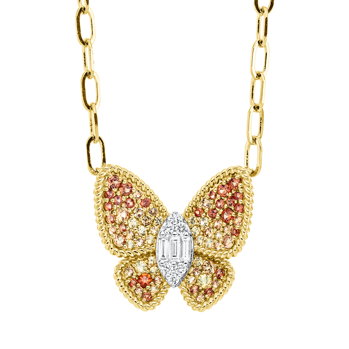 Collier 18 kt GG Schmetterling, Fassung rhodiniert