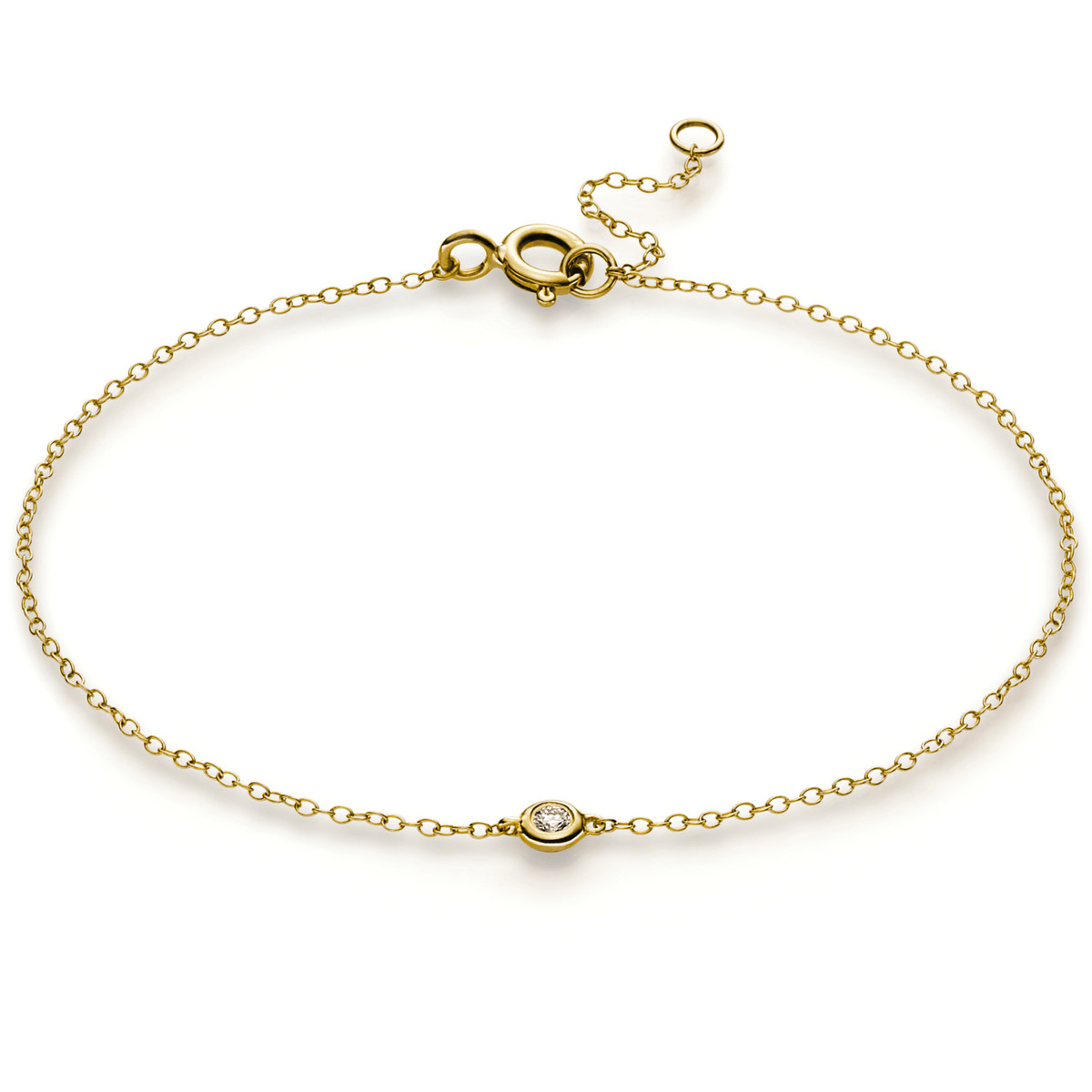 Solitaire Armband Zarge 14kt Gelbgold ZÖ 15,5 cm mit 0,03ct Diamanten