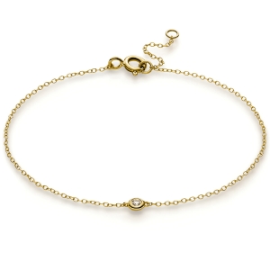 Solitaire Armband Zarge 14kt Gelbgold ZÖ 15,5 cm mit 0,03ct Diamanten