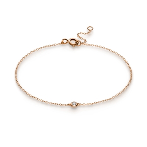 Solitaire Armband Zarge 14kt Gelbgold ZÖ 15,5 cm mit 0,03ct Diamanten