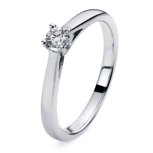 Solitaire Ring 4er-Krappe 14kt Weißgold mit 0,19ct Diamanten