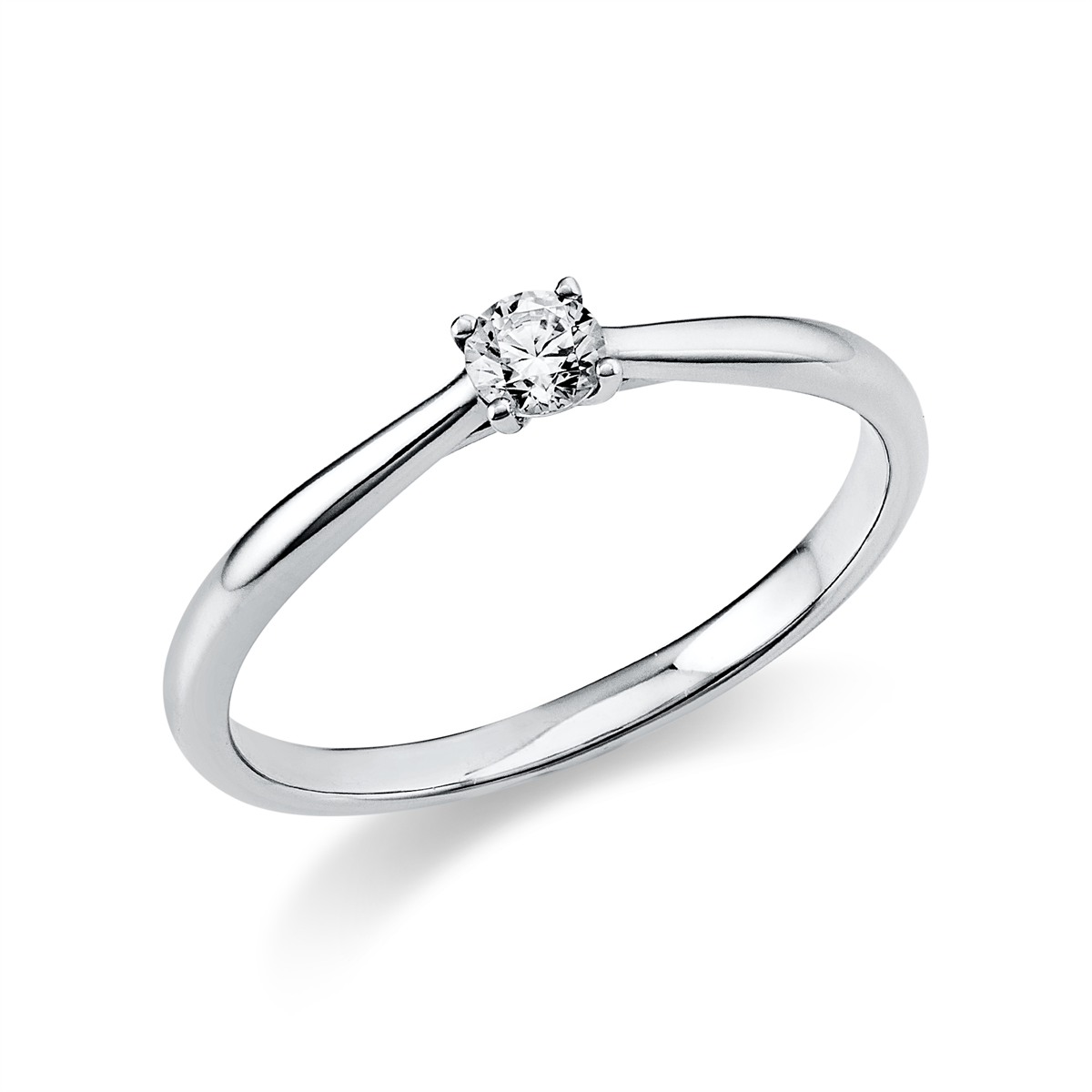 Solitaire Ring 4er-Krappe 950PL Platin mit 0,15ct Diamanten